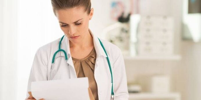 the doctor examines tests to diagnose the papillomavirus